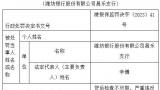 因贷后检查不尽职，潍坊银行昌乐支行被罚款35万元