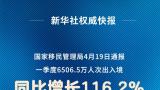 一季度6506.5万人次出入境，同比增长116.2%