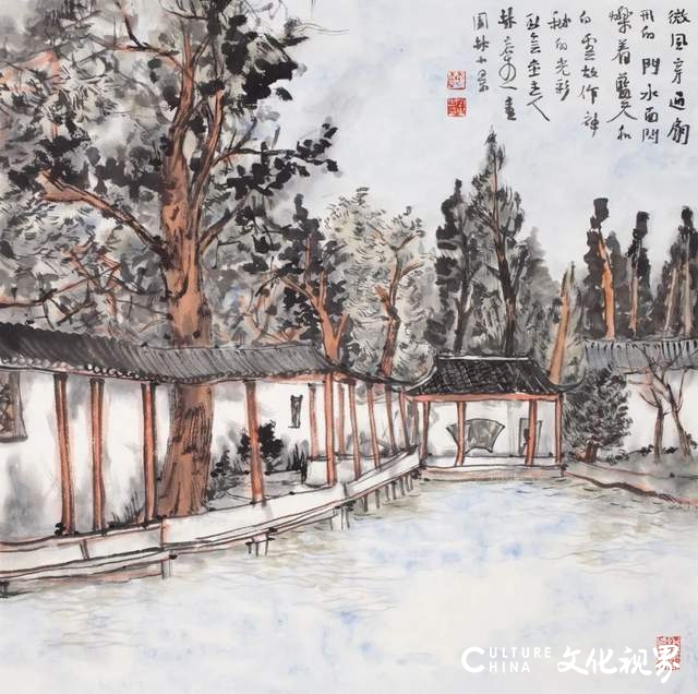 “林泉清韵——林容生、吴建福、王进、陈端、杨潇园林青绿山水画展”今日在济南开展