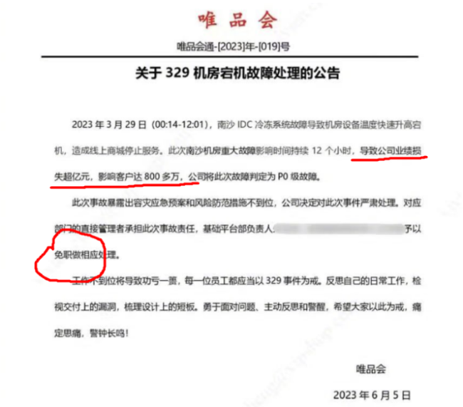 唯品会App崩溃事故损失超亿元，相关负责人被免职