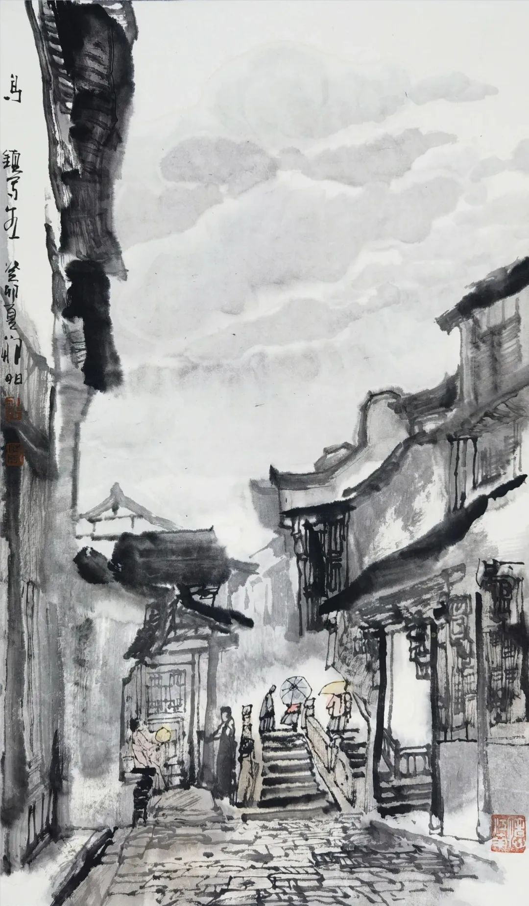 枕水老屋、过街骑楼、宜园……著名画家邹明写生乌镇、南浔