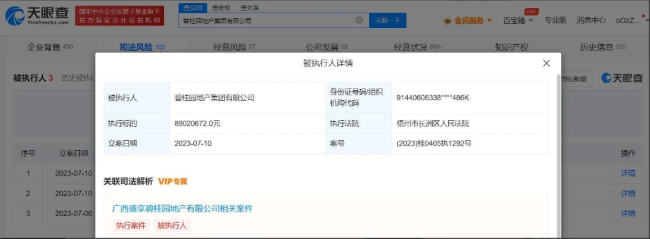 碧桂园地产被执行8922万余元