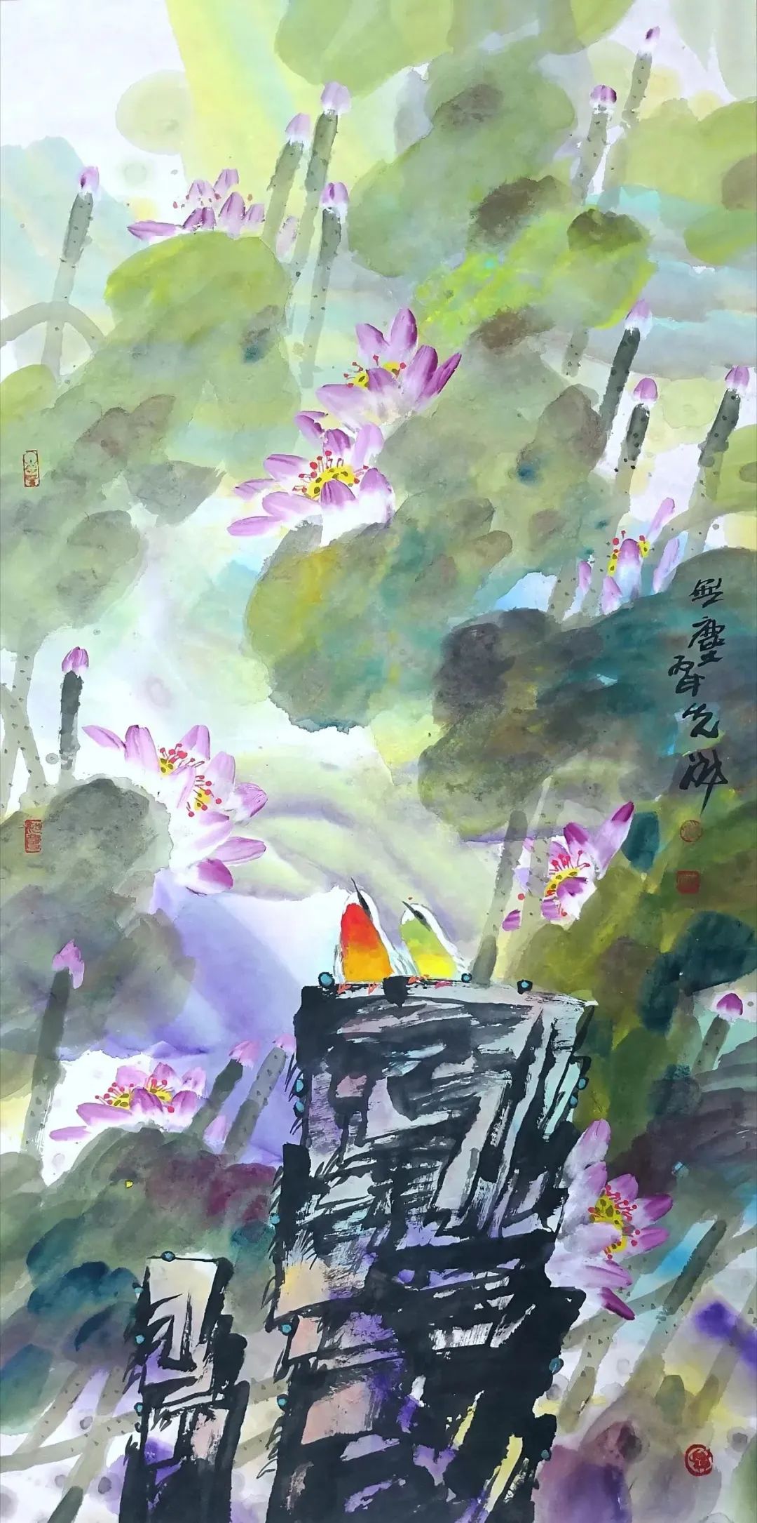 映日荷花别样红，著名画家赵先闻应邀参展第二届“清风河口——2023中国画名家邀请展”