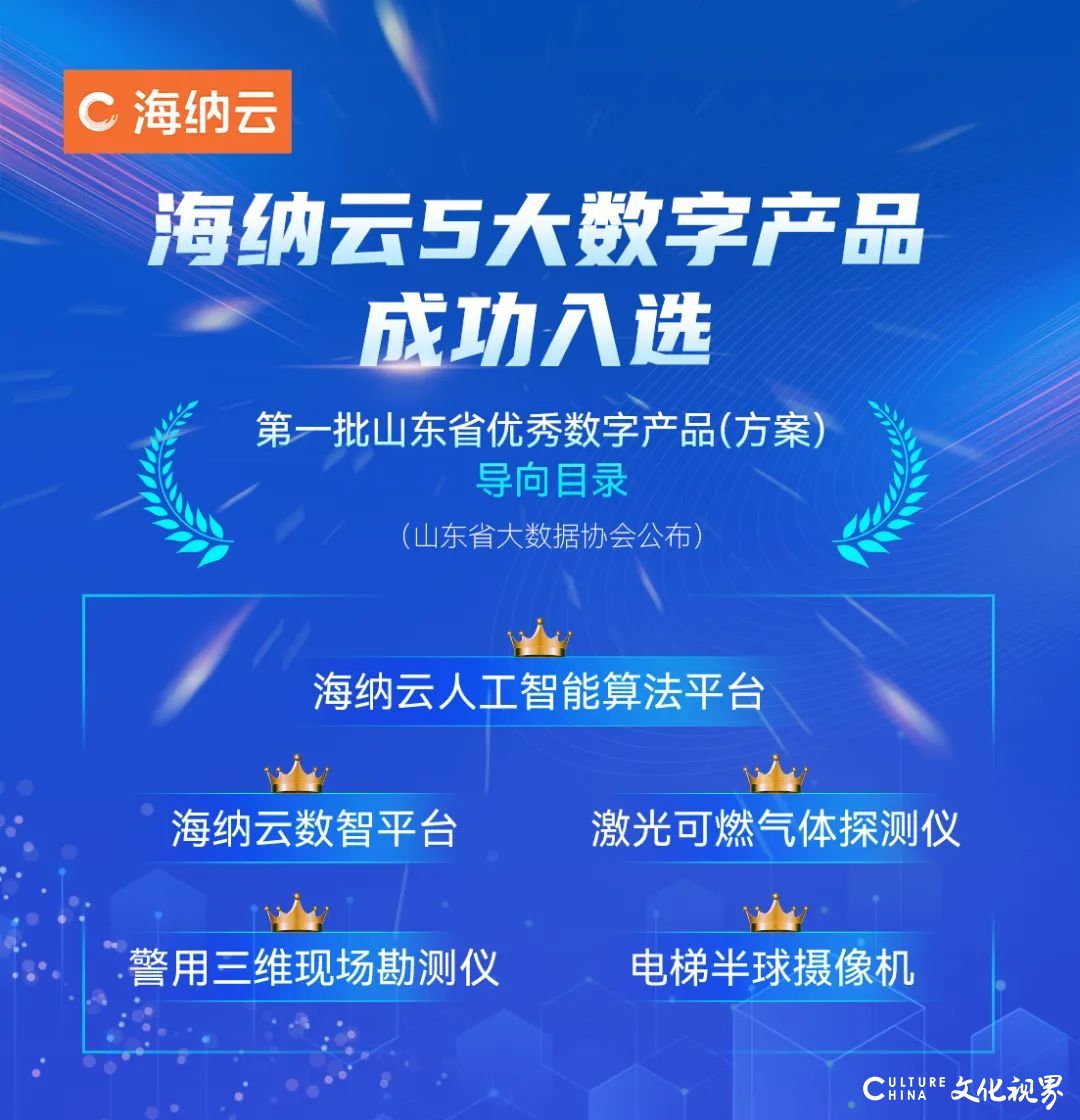 榜上有名 | 海纳云5大数字产品入选“山东省优秀数字产品导向目录”