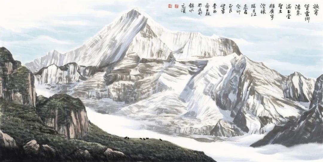 李兵高原雪山画 | 时代强音融入笔墨纸间 冰天雪地也是金山银山