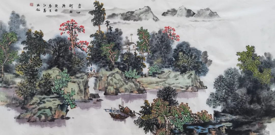 山河青绿点红妆，著名画家阮江华应邀参展“砚边守信——中国画名家邀请展”