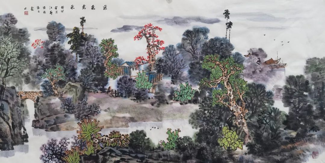 山河青绿点红妆，著名画家阮江华应邀参展“砚边守信——中国画名家邀请展”