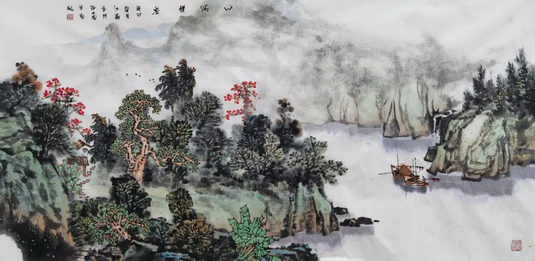 山河青绿点红妆，著名画家阮江华应邀参展“砚边守信——中国画名家邀请展”