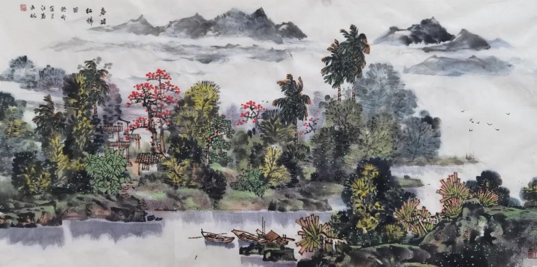 山河青绿点红妆，著名画家阮江华应邀参展“砚边守信——中国画名家邀请展”