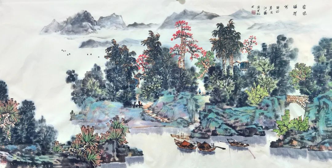 山河青绿点红妆，著名画家阮江华应邀参展“砚边守信——中国画名家邀请展”