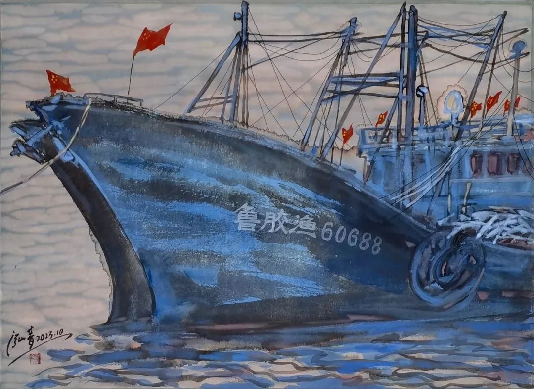 初敬業 | 再次寫生青島——漁船排排靠，炊煙裊裊升