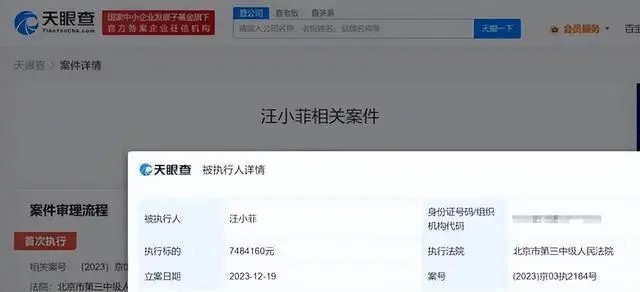 汪小菲新增一则被执行人信息，执行标的748万余元