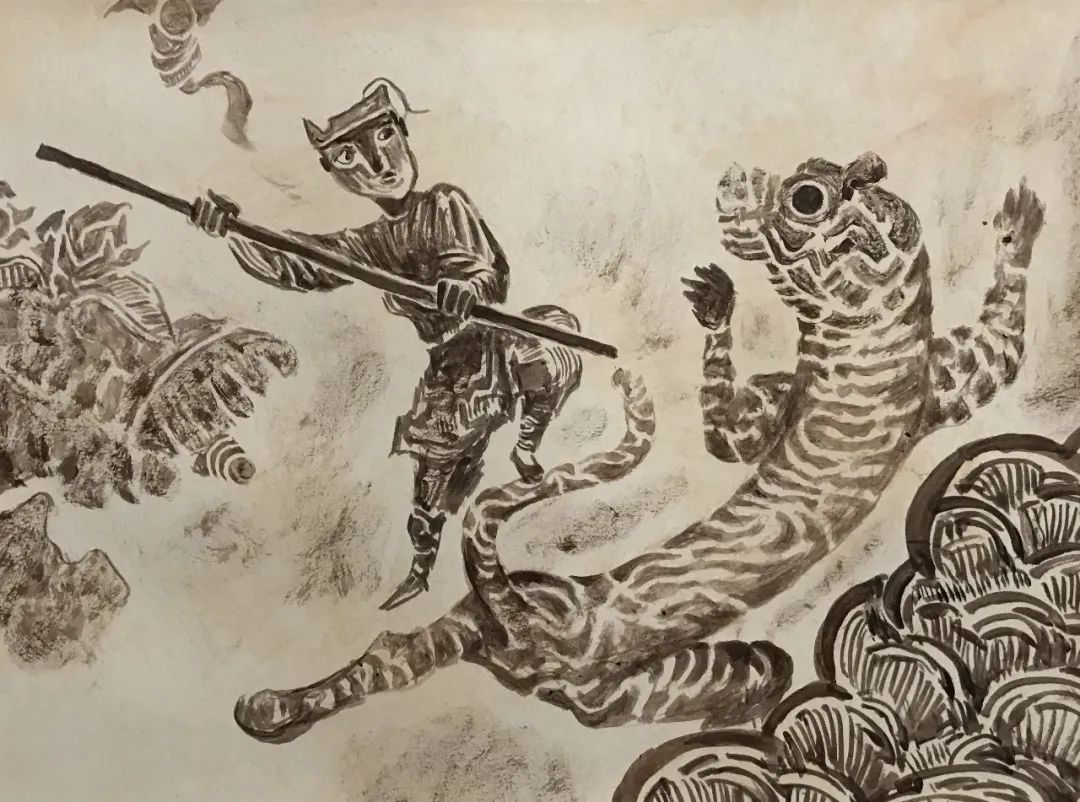 迟连城连环画《武松打虎》丨一题十画 画画不同