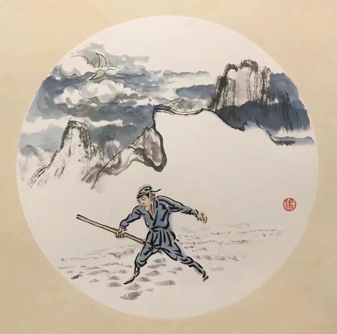 迟连城连环画《武松打虎》丨一题十画 画画不同