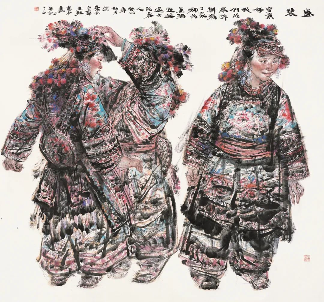 2024美术界春晚作品展播丨任惠中《溪山探幽》：人如水墨画中立，山向芜尽处山横