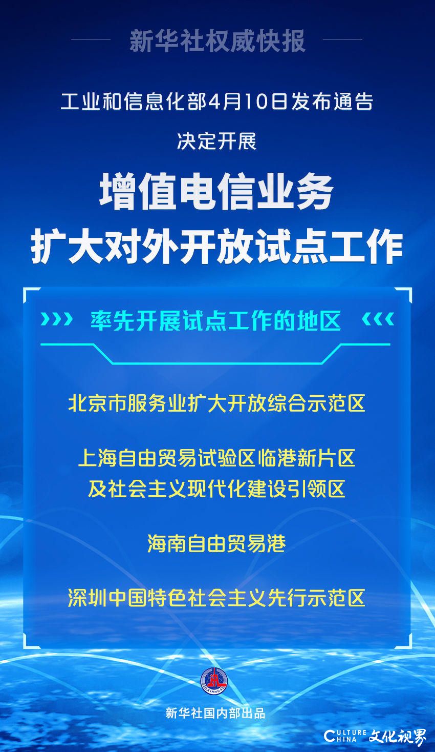 我国将开展增值电信业务扩大对外开放试点，与全球共享中国数字经济发展红利