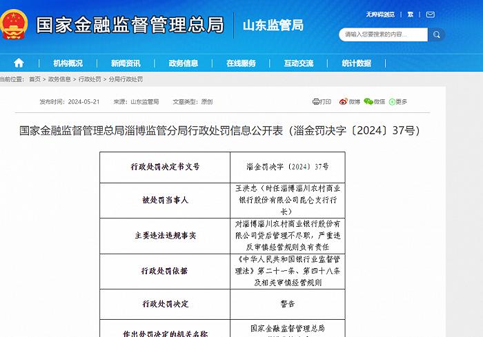 罚款三十万元并予以警告！淄博淄川北海村镇银行、淄博淄川农村商业银行及相关责任人被罚！