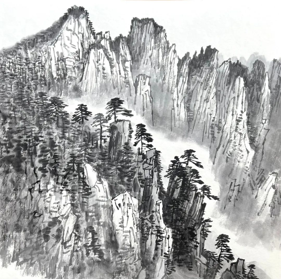 黄山怎么画山水图片