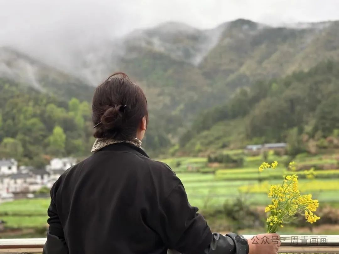 周青写生婺源春色丨烟雨蒙蒙静谧，花在枝头俏立