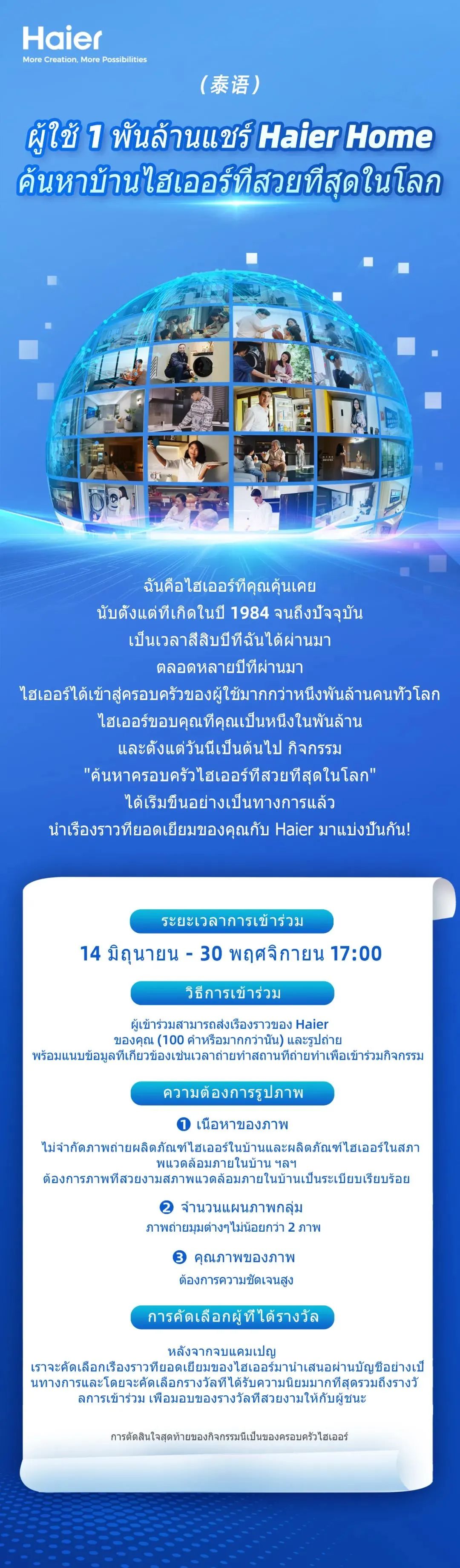 10亿用户的选择——全球寻找最美海尔家，一起倾听您与海尔的美好故事