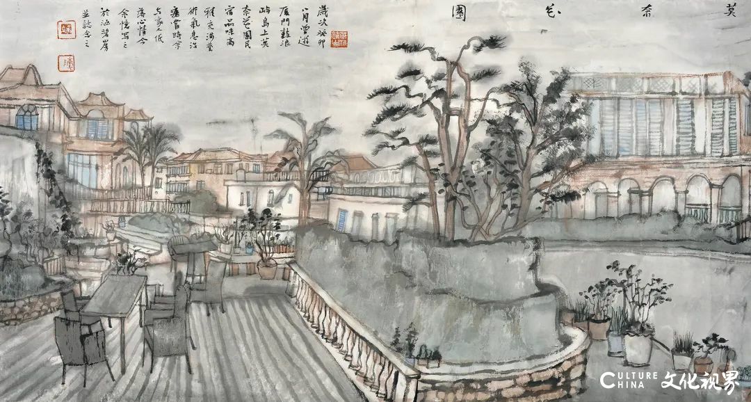 【第十四届全国美展】陈端《藏海补山——鼓浪屿菽庄花园》丨厚重饱满的色调和肌理，明快优雅的诗意情调