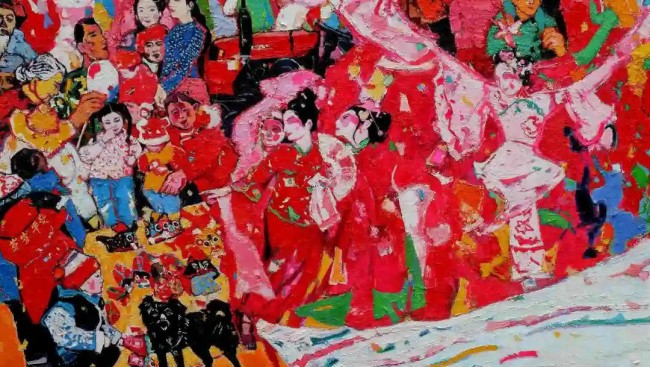 【第十四届全国美展】高鸣油画《春祺献颂》：线条与色彩“双赢”并善