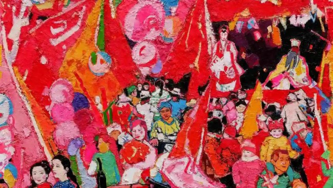 【第十四届全国美展】高鸣油画《春祺献颂》：线条与色彩“双赢”并善