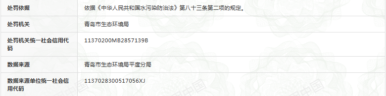 因排水口总磷浓度超标，青岛海湾精细化工有限公司再收罚单，今年已累计被罚超25万元