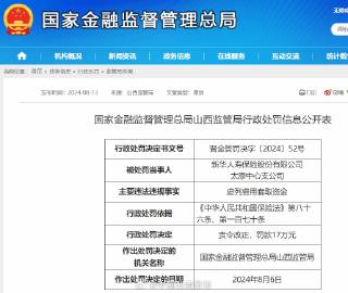 新华人保太原中支因虚列费用套取资金被罚款17万