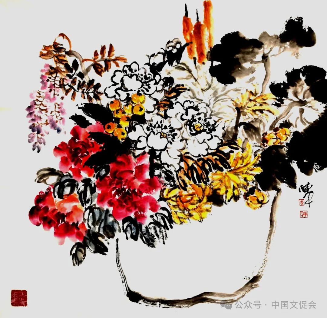 “心花”“新花”齐绽放 | 李晓军应邀参展“共筑和平——2024奥林匹克美术大会·巴黎”