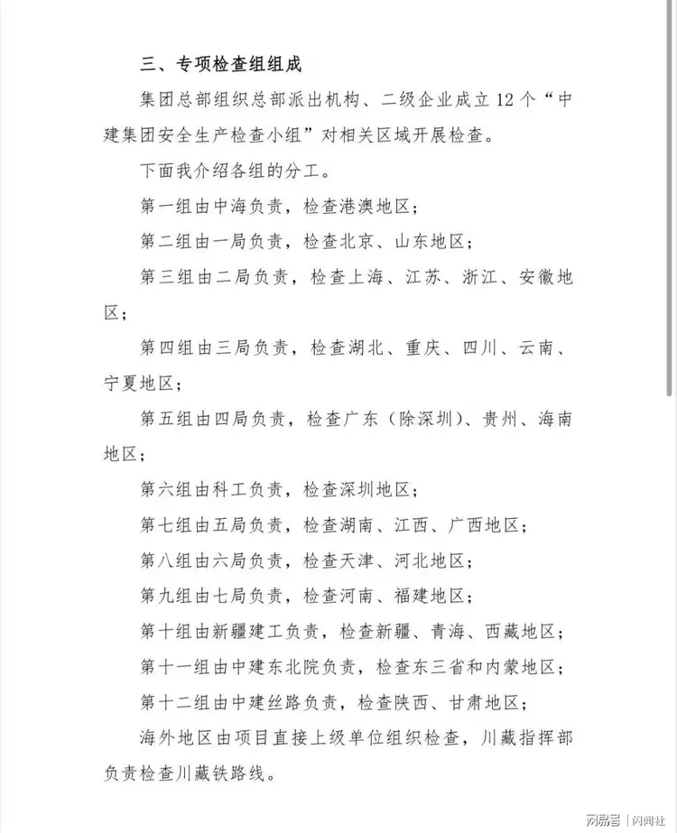 网传中建八局因上海工地事故，被中建集团12个巡查组进行全国项目全覆盖检查