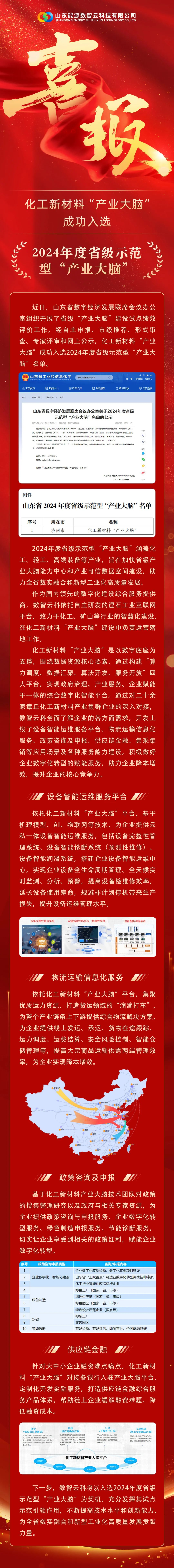 齐鲁云商数智云科化工新材料“产业大脑”入选2024年度省级示范型“产业大脑”名单