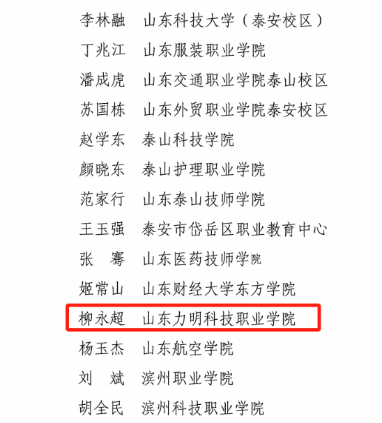 山东力明科技职业学院教师柳永超荣获2024年度山东省“高校优秀校内消防辅导员”称号