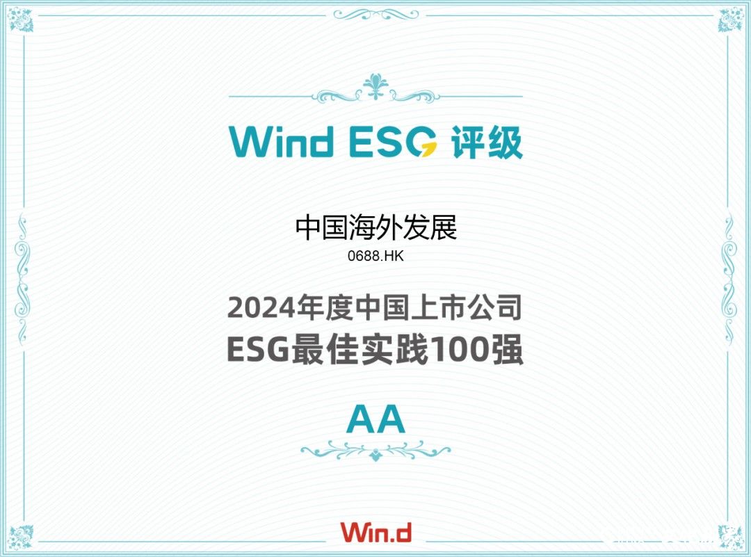 房地产行业最高！中海荣获Wind ESG评级AA级