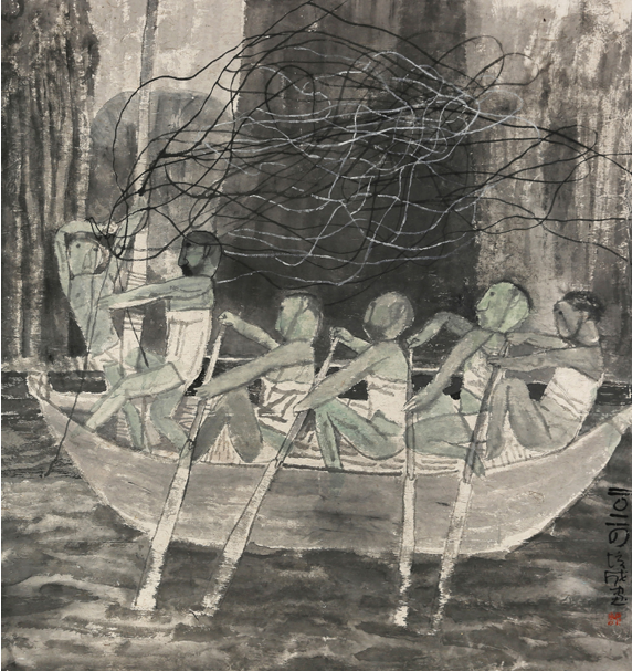 “逸江南——长三角中国画名家邀请展（人物篇）”在嘉兴开幕，参展画家当日共绘《蒲园雅集》