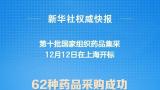 第十批国家组织药品集采昨日在上海开标，62种药品采购成功，385个产品获拟中选资格