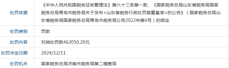 多份增值税专用发票与实际交易不符，山东亿利丰泰被罚46万余元