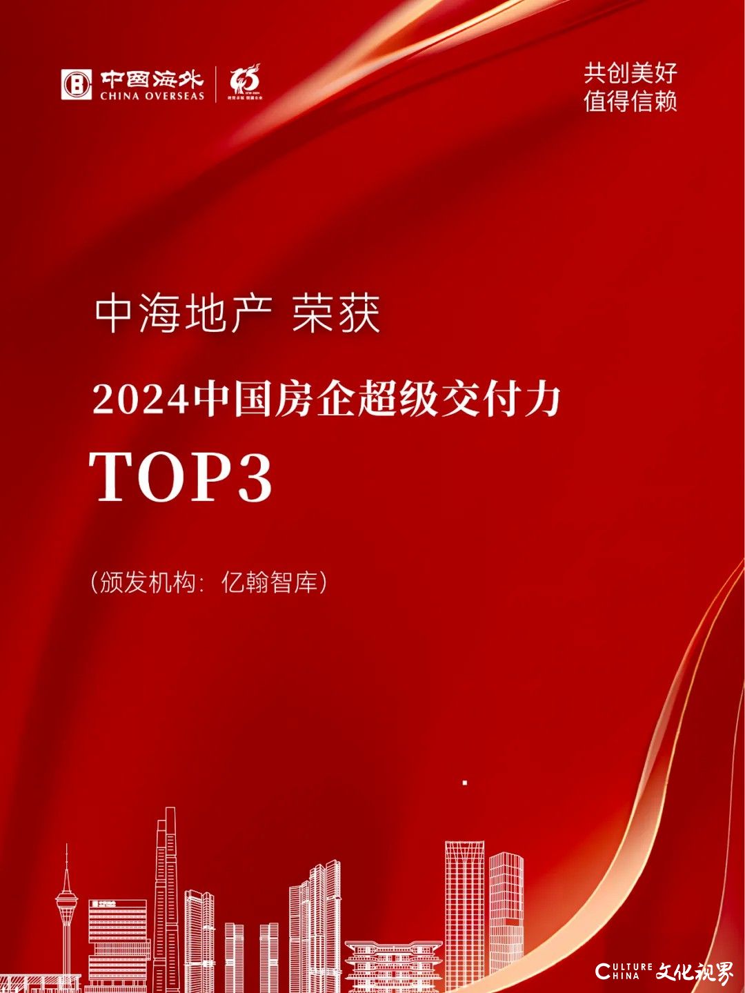 中海地产荣获2024中国房企超级交付力TOP3