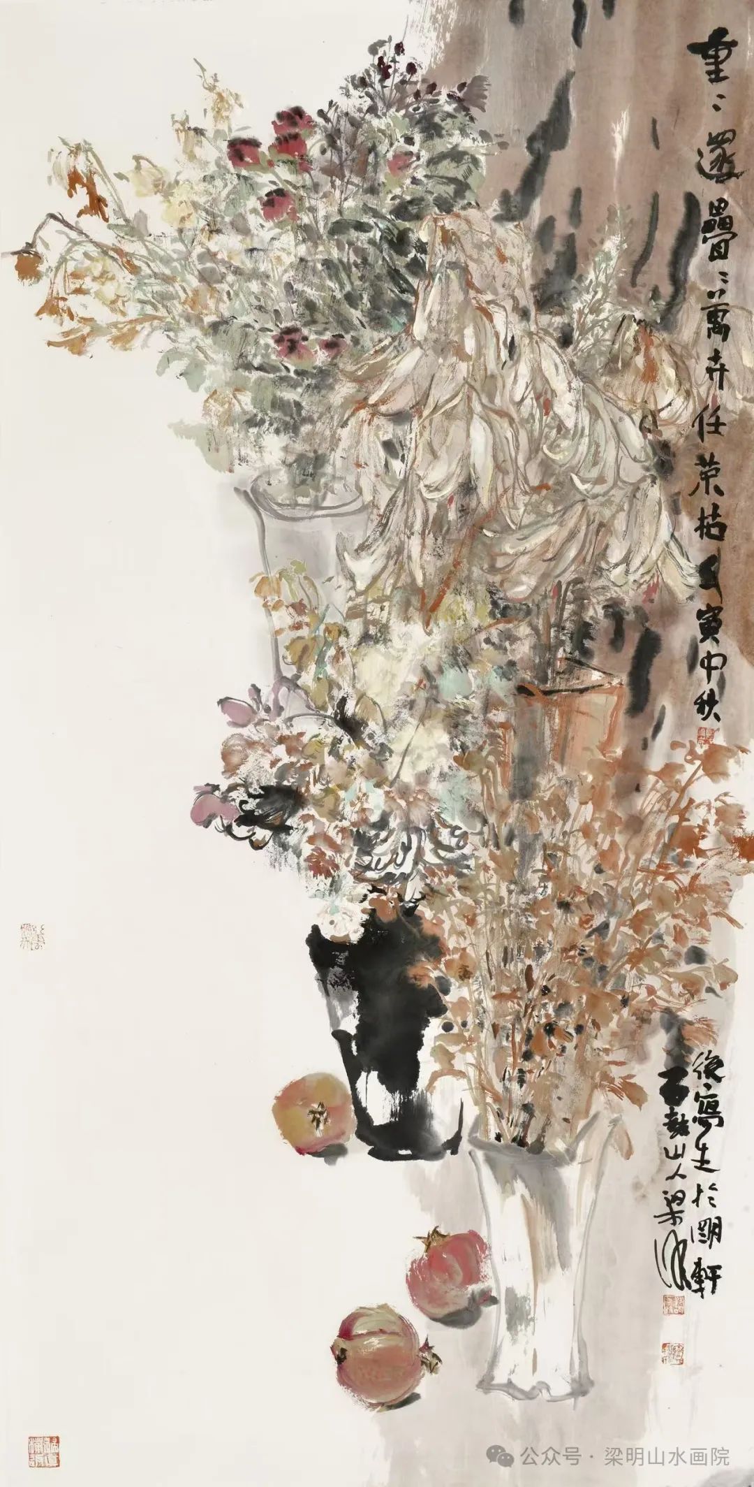 梁明·花鸟画丨山水间闲花野草入画图，其盎然生机不输满园春色