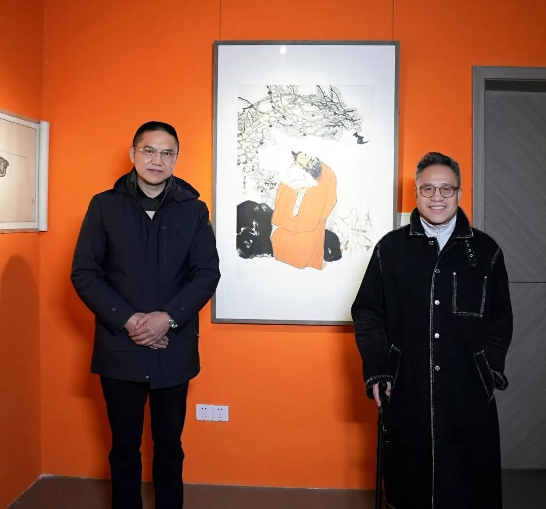 袁武亲临“神游潇湘”个展现场观展作画，并赠送签名版“神游潇湘”作品集