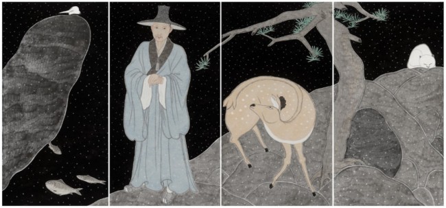 刘琦·水墨画丨在犹如舞台幕布般的黑色背景中，刻画出带有神异感的“动物肖像”