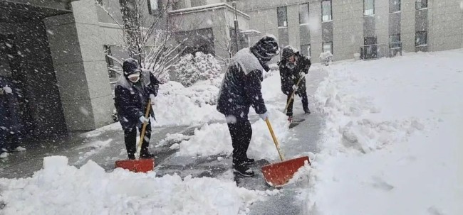 不惧风雪，彻夜奋战——银丰物业暴雪来临冲在前，为居民出行保驾护航