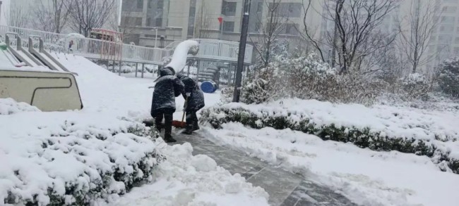 不惧风雪，彻夜奋战——银丰物业暴雪来临冲在前，为居民出行保驾护航