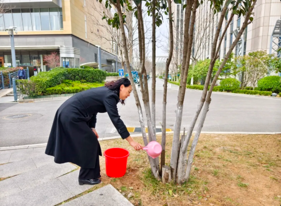 济南银丰华美达酒店组织植树节护林灌溉活动