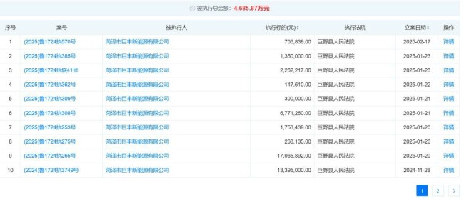 菏泽市巨丰新能源有限公司半年3次以上票据逾期，累计超4700万元