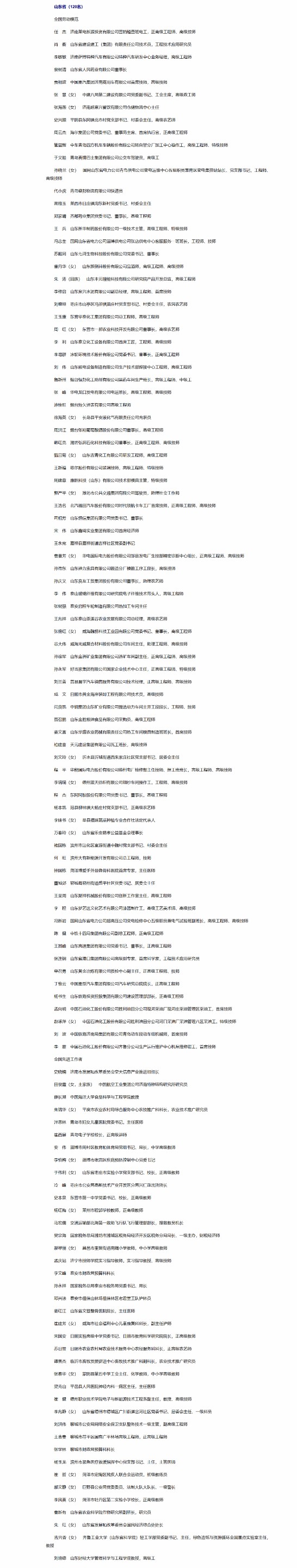 2439人拟获全国劳动模范、先进工作者表彰，山东120人入选！
