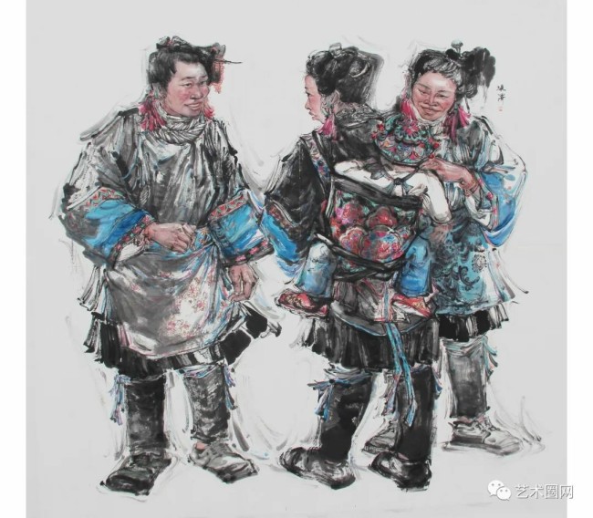 姚砚泽以女性细腻的情感和粗狂的笔触，描绘普罗大众的艺术具象与精神内涵