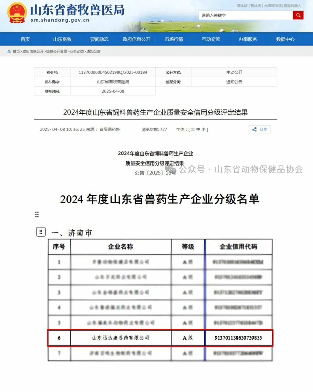 山东迅达康兽药荣获“山东省兽药企业年度评价优秀企业（A级）”殊荣