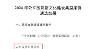 山大齐鲁医院申报案例荣获2024年度公立医院新文化建设“守正创新 文化强院”典型案例