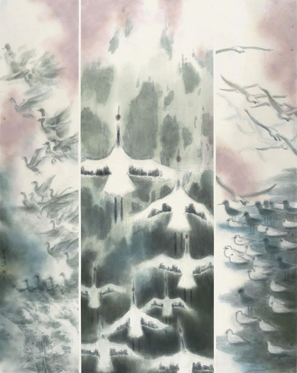遗韵华章——中国世界文化遗产主题创作特邀展展播 | 李冬《黄渤海候鸟栖息地》：敬畏自然，绘就和谐共生画卷